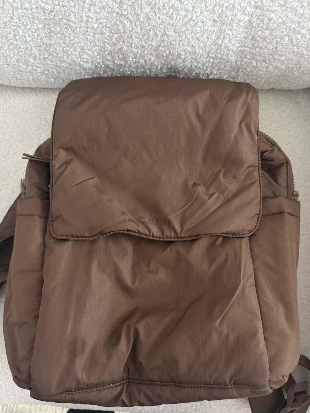 Brown calpak mini diaper backpack